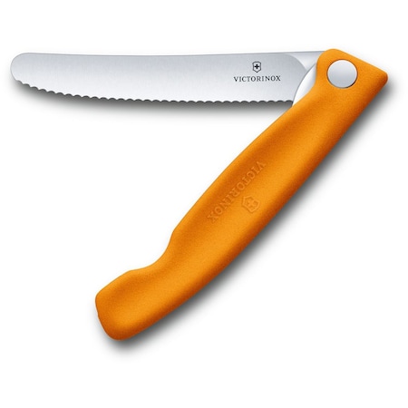Swiss Army Brands 2024 Victorinox Kitchen Swiss Classic Foldable Paring Knife, Serrated, Orange VIC-6.7836.F9B
